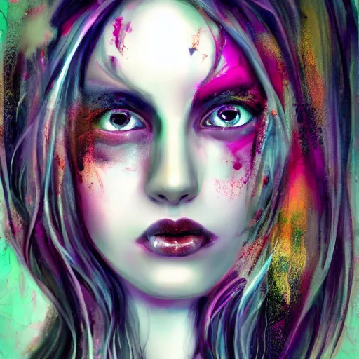 Image similar to pale necro beautiful girl, decaying bleeding colors!, digital painting, devianart, a picture taken by lisa odel and samantha elisa