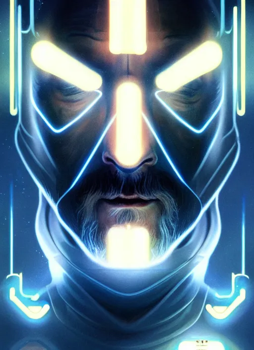 Image similar to symmetry!! portrait of obi - wan kenobi ( look like ( ( albert einstein ) ),, sci - fi, tech wear, glowing lights!! intricate, elegant, highly detailed, digital painting, artstation, concept art, smooth, sharp focus, illustration, art by artgerm and greg rutkowski and alphonse mucha