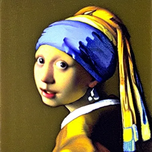 Image similar to duck with a pearl earring by michael sowa, johannes vermeer.