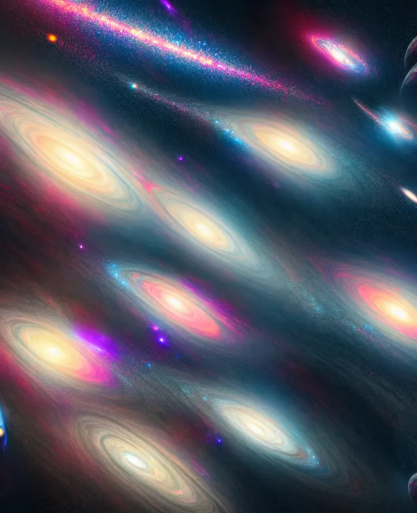 Image similar to highly detailed hd photo of futuristic galaxies in the style of Greg Rutswoski, hyper realistic, wide angle shot, concept art, 8K detail post-processing