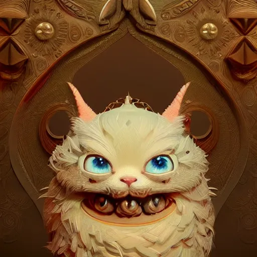 Image similar to cute fluffy creature:: by beeple and James Gilleard and Justin Gerard :: ornate, dynamic, particulate, intricate, elegant, highly detailed, centered, artstation, smooth, sharp focus, octane render, 3d