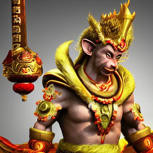 Prompt: monkey king godly 8 k render high detail