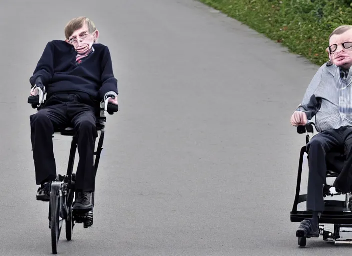 Image similar to stephen hawking is riding a bicycle, editorial footage