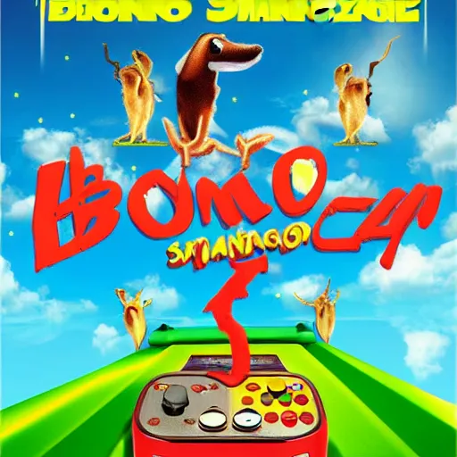 Prompt: “bongo simulator the video game, movie poster”