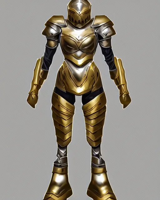 Prompt: medium armor, fantasy concept art, trending on artstation, shiny silver with gold trim, very flat shading, smooth lines, smooth contours, clean, symmetrical, front view