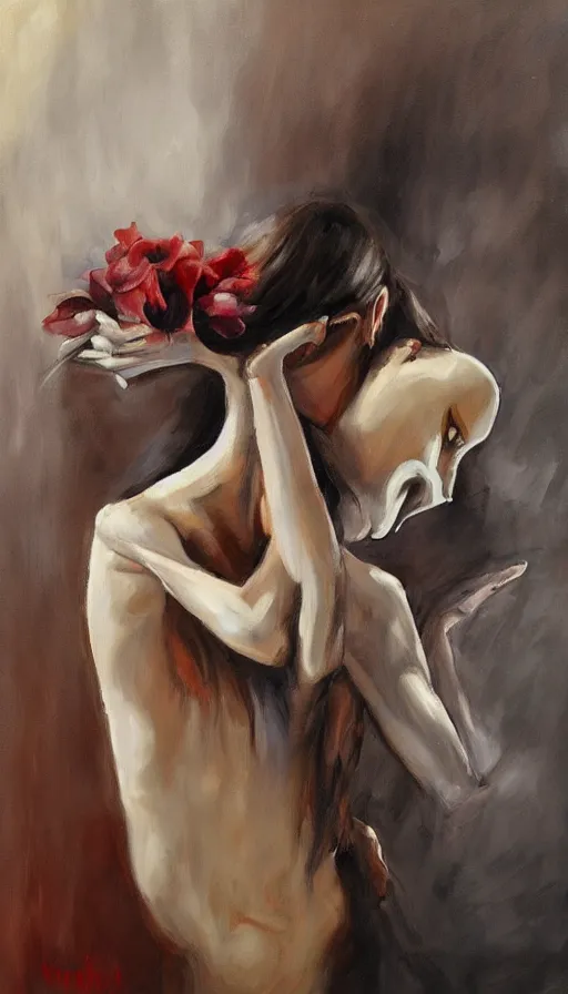 Prompt: life and death mixing together, by emilia wilk