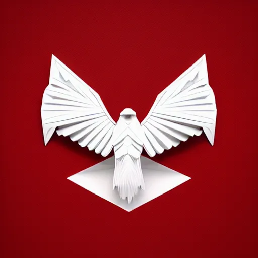 Image similar to 2 dimensional, vector, white eagle icon, red background, cgsociety, artstation, octane render