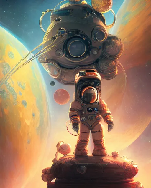 Image similar to selfie of ethereal intricate cosmonaut lie relaxed on a crescent moon between the stars and the planets in outer space, cosmonaut post grunge concept art,high detail,4k, trending on artstation by Yoshitaka Amano, josan gonzalez and tyler edlin