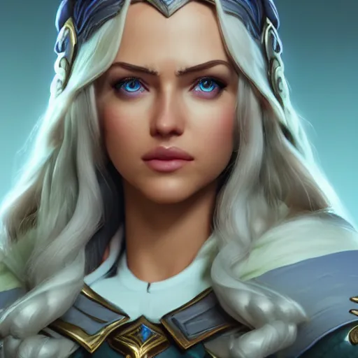 Image similar to realistic still of jaina proudmoore amazing details 8 k beautiful ultra realistic sharp focus cinematic lightning in the style of dandonfuga artstation