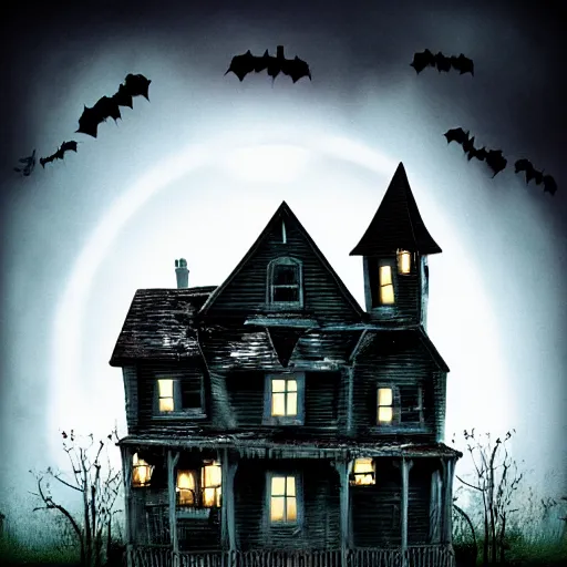 Image similar to a haunted house,