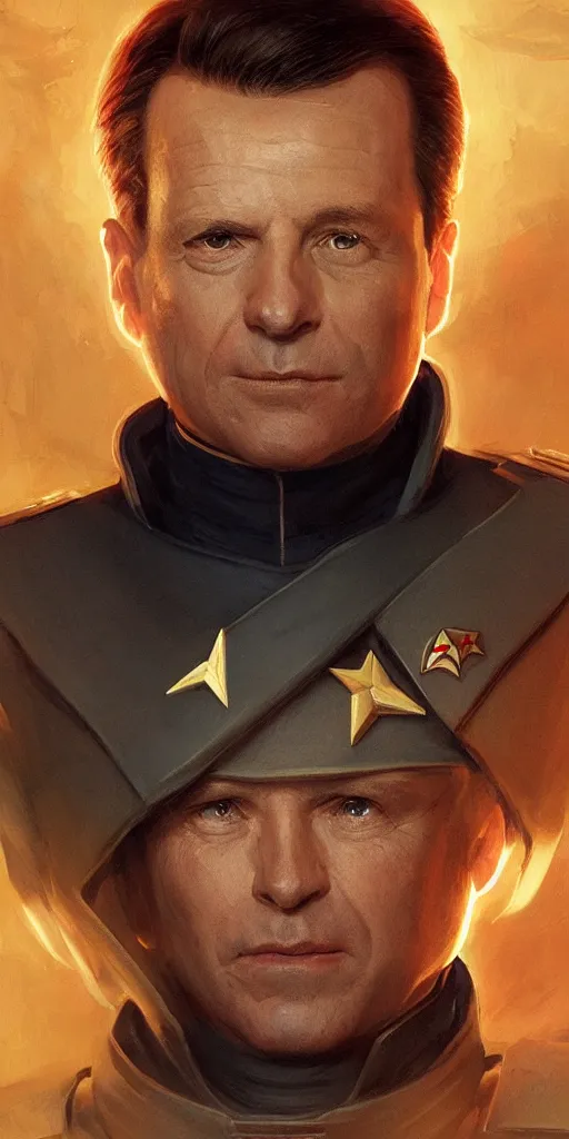 Image similar to portrait of Senator Mark McGowan wearing his starfleet captains uniform, realistic character concept, high fantasy, light atmosphere, golden ratio, cinematic lighting, hyperdetailed, high resolution, insanely detailed and intricate, artstation, Marc Simonetti, Greg Rutkowski