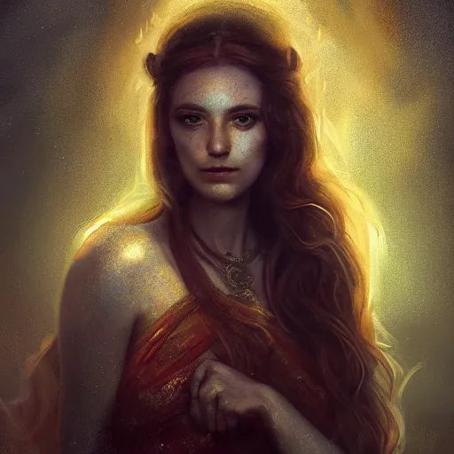 Image similar to majestic gracious regal goddess persephone portrait, ancient greece, atmospheric lighting, painted, intricate, volumetric lighting, beautiful, rich deep colours masterpiece, golden hour, sharp focus, ultra detailed, by leesha hannigan, ross tran, thierry doizon, kai carpenter, ignacio fernandez rios