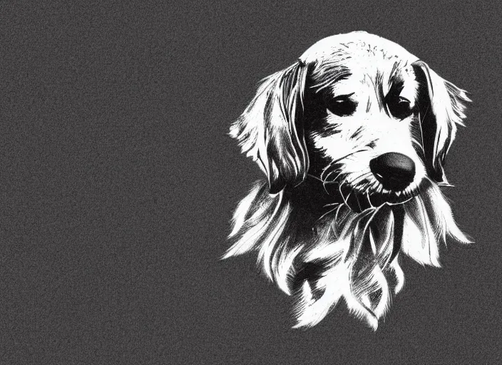 Image similar to illustration of a dog. black thin ink outline