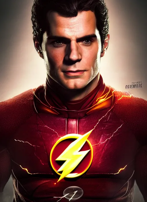 Prompt: An epic fantasy comic book style portrait painting of Henry Cavill as ‘The Flash’, Unreal 5, DAZ, hyperrealistic, octane render, cosplay, RPG portrait, dynamic lighting