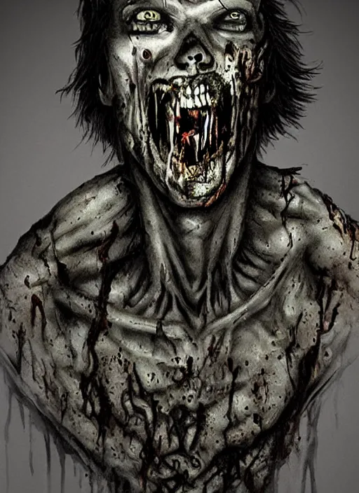 Image similar to a nightmarish zombie, detailed