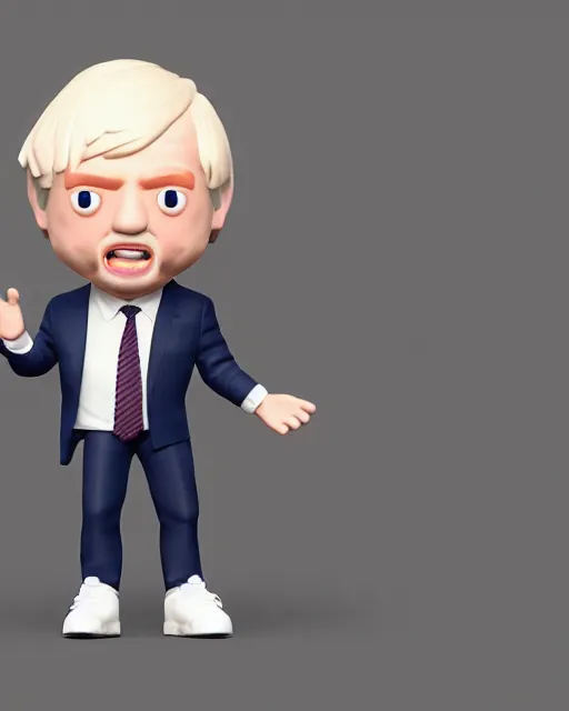 Image similar to full body 3d render of boris johnson as a funko pop, studio lighting, white background, blender, trending on artstation, 8k, highly detailed