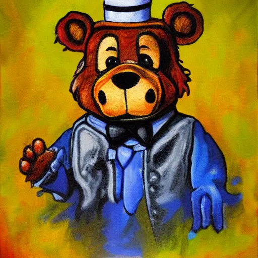 Prompt: Portrait of Freddy Fazbear painted by Monet