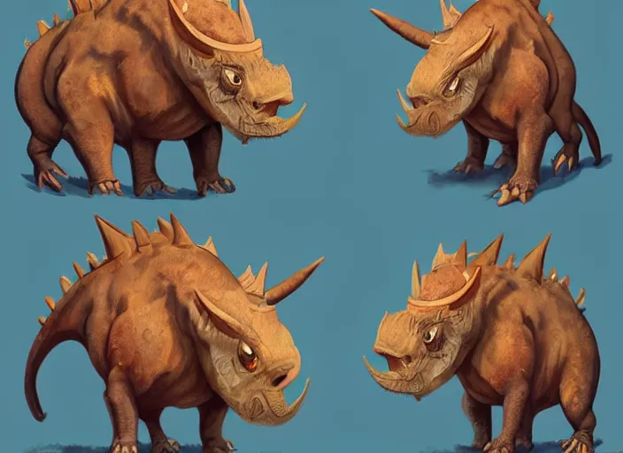 Image similar to character design for a cute triceratops made by cookies for kids game, oil painting by jama jurabaev, extremely detailed, brush hard, artstation, for aaa game, high quality, brush stroke