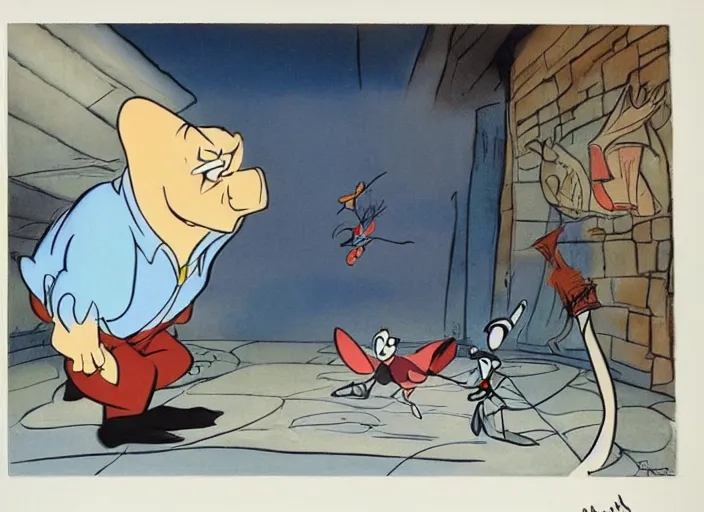 Image similar to original animation cel by milt kahl