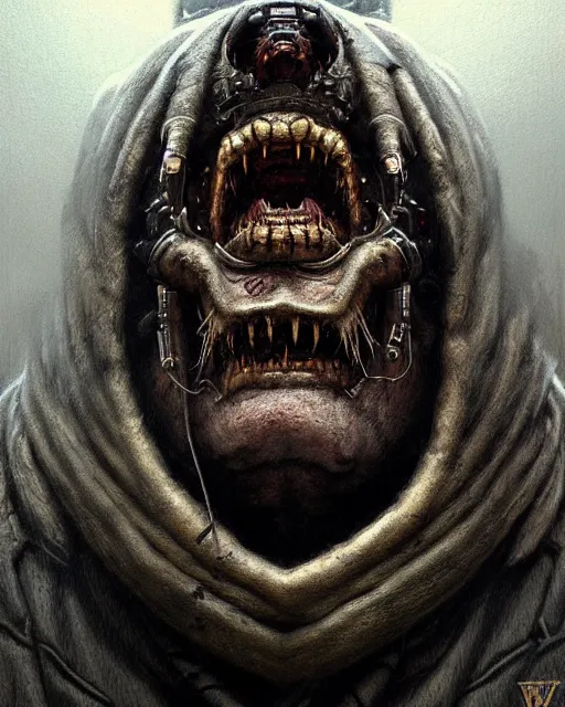 Image similar to winston from overwatch, character portrait, portrait, close up, concept art, intricate details, highly detailed, horror poster, horror, vintage horror art, dark, gritty, realistic, terrifying, in the style of michael whelan, beksinski, and gustave dore