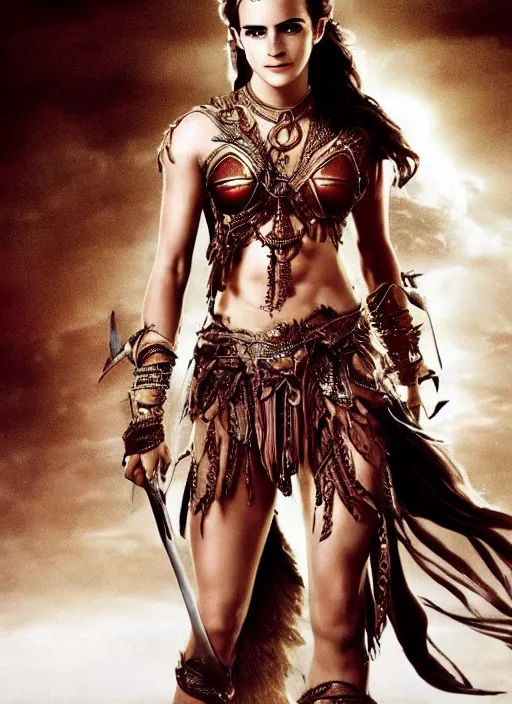 Image similar to ultrarealistic photo of warrior princess emma watson dejah thoris, full body, cinematic,