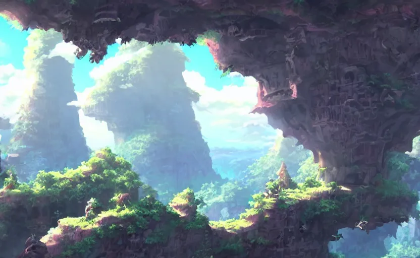 Image similar to made in abyss beautiful scenery, ultra detailed, 8k