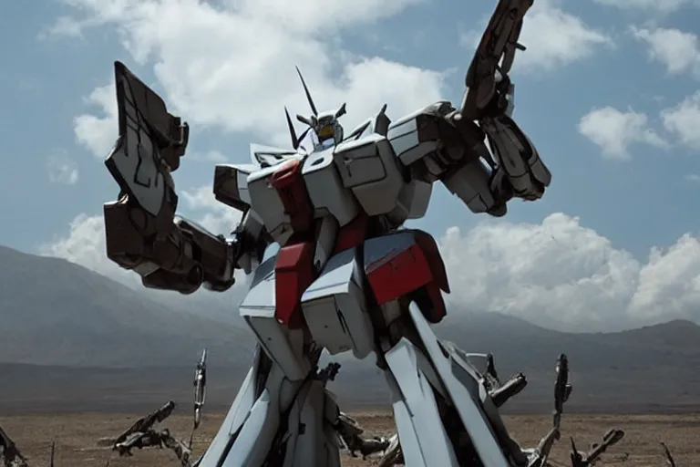 Prompt: gundam mecha in a still from the movie district 9 ( 2 0 0 9 ) directed, by neill blomkamp