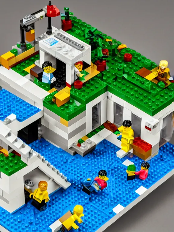 Image similar to miniature isometric lego diorama of epic yogurt factory