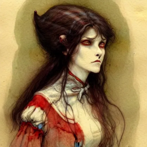 Image similar to ( ( ( ( ( cute female dracula. muted colors. ) ) ) ) ) by jean - baptiste monge!!!!!!!!!!!!!!!!!!!!!!!!!!!