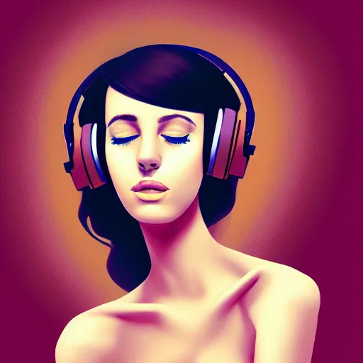 Prompt: an illustration of a beautiful woman listening to music by Anna Nikonova, highly detailed, digital art, trending on artstation