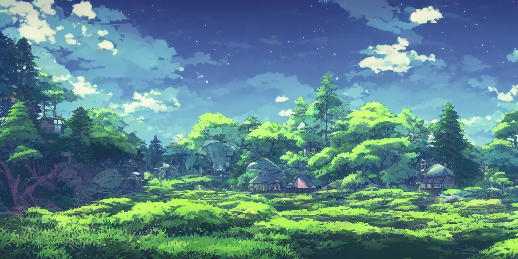 a beautiful landscape, anime style | Stable Diffusion