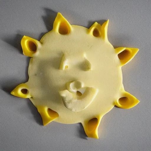 Prompt: the sun made of cheese.