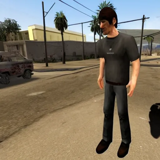 Prompt: todd Howard in GTA San Andreas style game