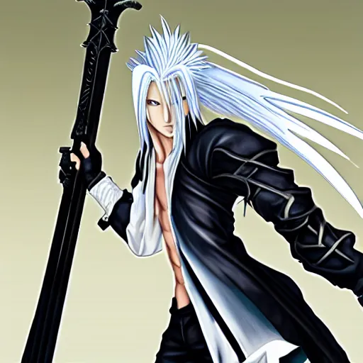 Image similar to Sephiroth from Final Fantasy, anime style