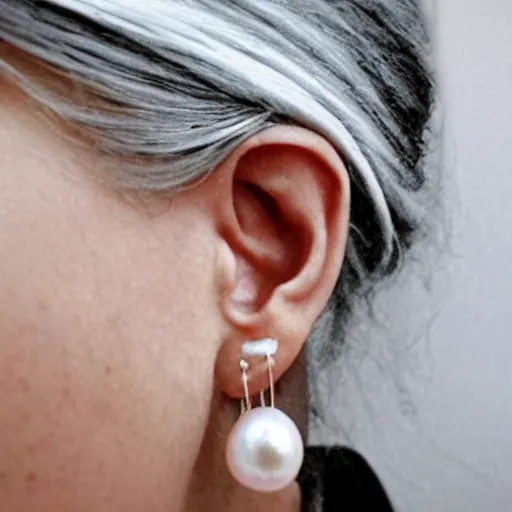 Prompt: “an ear with a pearl earring on the lobe and a leaf helix piercing, melancholy”