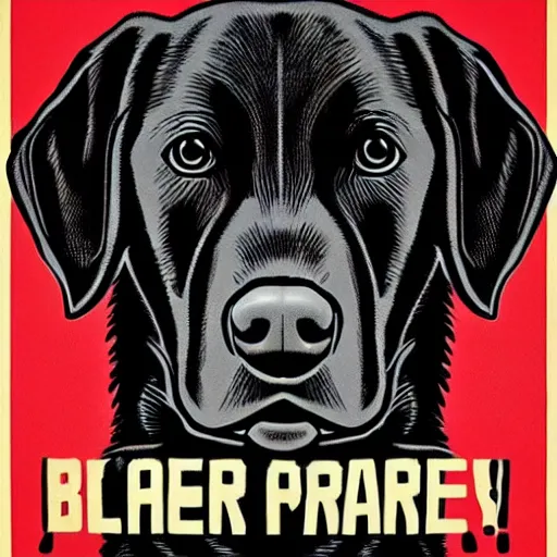 Prompt: black lab, Shepard Fairey poster