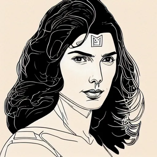 Image similar to “ gal gadot retro minimalist portrait by jean giraud, moebius starwatcher comic, 8 k ”