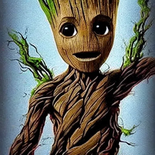 Prompt: groot with beard