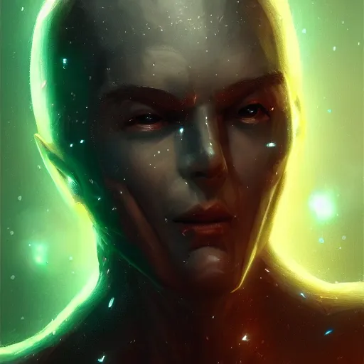 Prompt: This is the main antagonist: In lieu of a face, clothes, or skin were glimpses of twinkling pinpoints, like stars. fantasy horror, trending on artstation, 8k, 4k