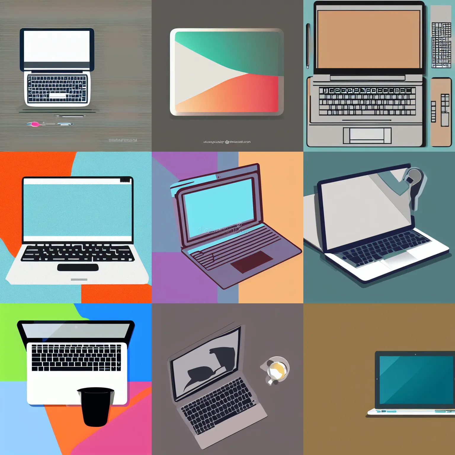Prompt: a vector illustration of a laptop, muted three colour pallete
