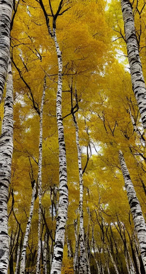 Prompt: in autumn, the birch forest in my hometown is the most beautiful. when the autumn wind gently sweeps, the leaves fall all over the sky, just like flying butterflies, and like dancing spirits dancing and rotating in the sky