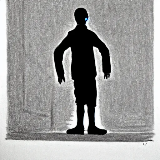 Prompt: symmetry!! black and white silhouette drawing of a single person standing, on white background by stanhope forbes, centered, clean image