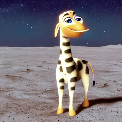 Prompt: melman from madagascar but on the moon