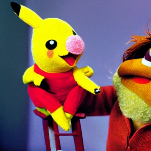 Prompt: pikachu in the muppet show