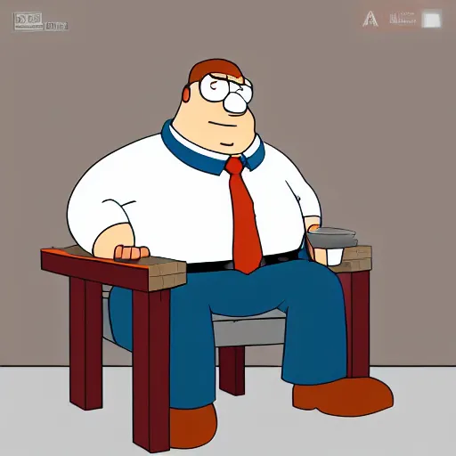 Prompt: Peter Griffin wearing Lois outfit sitting in a bar, lonely, looking sad, trending on artstation