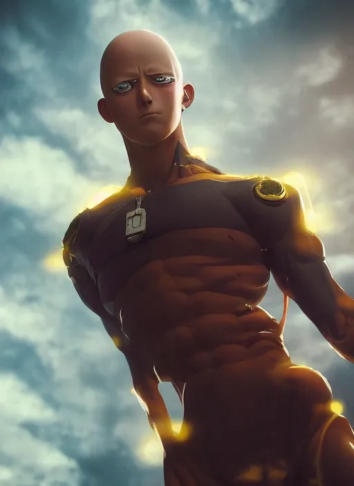 saitama action figure. studio shot, ultra realistic.