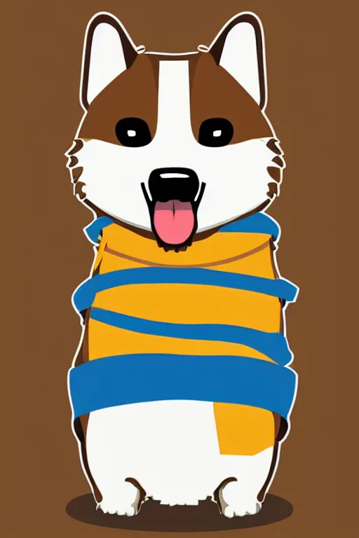 Image similar to Portrait of a corgi as a sumo wrestler, sticker, colorful, illustration, highly detailed, simple, smooth and clean vector curves, no jagged lines, vector art, smooth