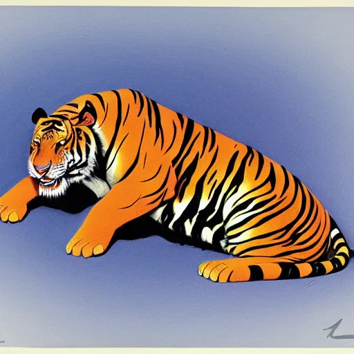 Image similar to [ origami tiger ] by syd mead