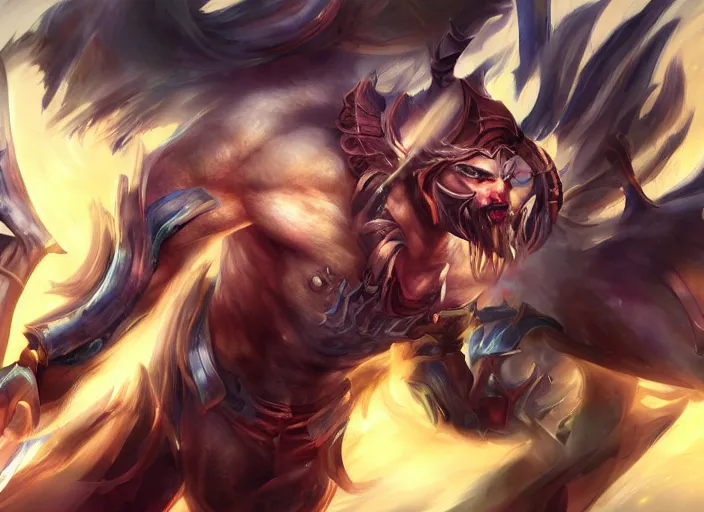 Prompt: champion splashart of champion made out of skin