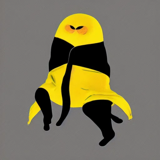 Image similar to a banana dressed as a ninja